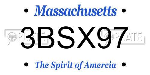 3BSX97 Massachusetts License Plate