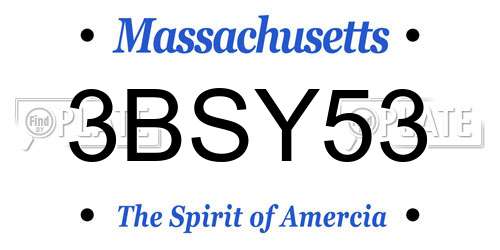 3BSY53 Massachusetts License Plate