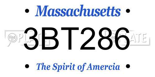 3BT286 Massachusetts License Plate