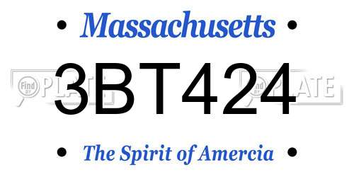 3BT424 Massachusetts License Plate