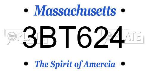 3BT624 Massachusetts License Plate