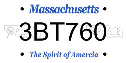 3BT760 Massachusetts License Plate