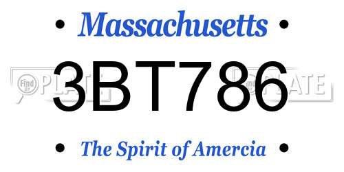 3BT786 Massachusetts License Plate