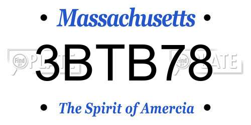 3BTB78 Massachusetts License Plate