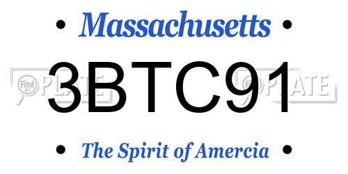 3BTC91 Massachusetts License Plate