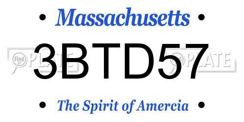3BTD57 Massachusetts License Plate