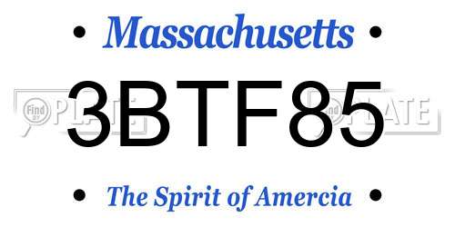 3BTF85 Massachusetts License Plate