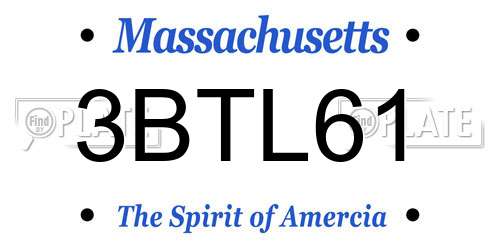 3BTL61 Massachusetts License Plate