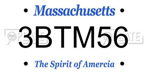 3BTM56 Massachusetts License Plate