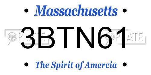 3BTN61 Massachusetts License Plate