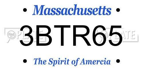 3BTR65 Massachusetts License Plate