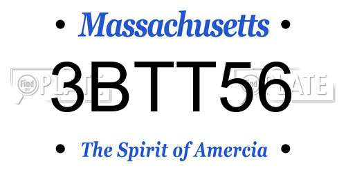 3BTT56 Massachusetts License Plate