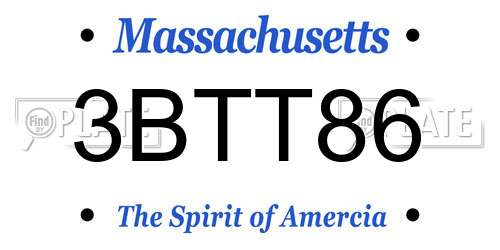 3BTT86 Massachusetts License Plate