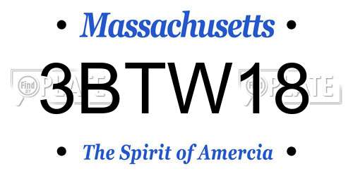 3BTW18 Massachusetts License Plate