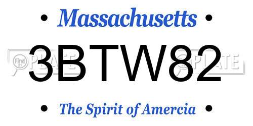 3BTW82 Massachusetts License Plate
