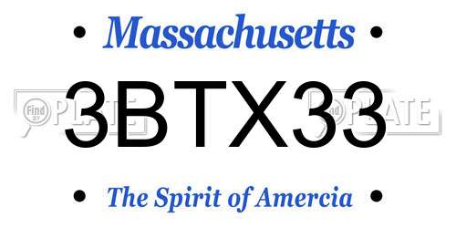 3BTX33 Massachusetts License Plate