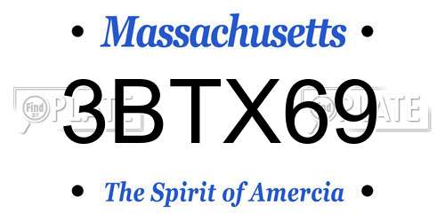 3BTX69 Massachusetts License Plate