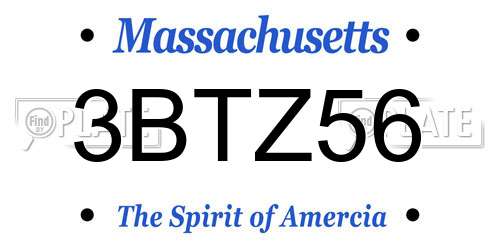 3BTZ56 Massachusetts License Plate
