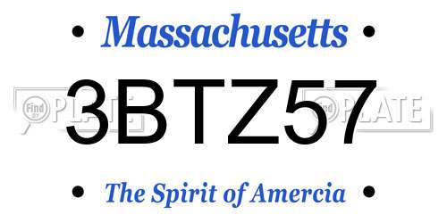 3BTZ57 Massachusetts License Plate