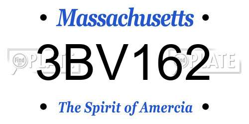 3BV162 Massachusetts License Plate