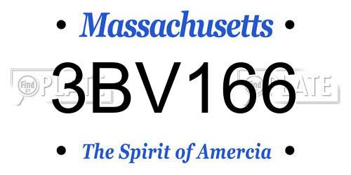 3BV166 Massachusetts License Plate