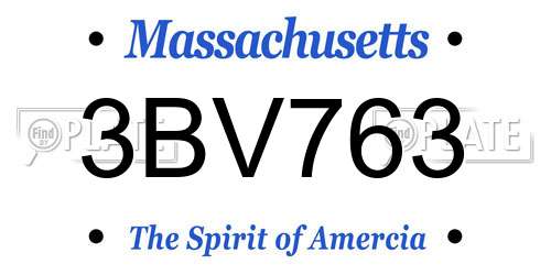 3BV763 Massachusetts License Plate