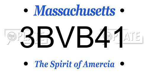 3BVB41 Massachusetts License Plate