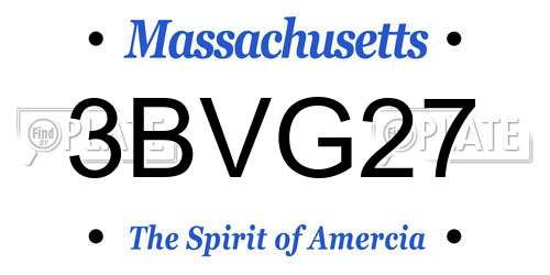 3BVG27 Massachusetts License Plate