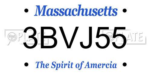 3BVJ55 Massachusetts License Plate