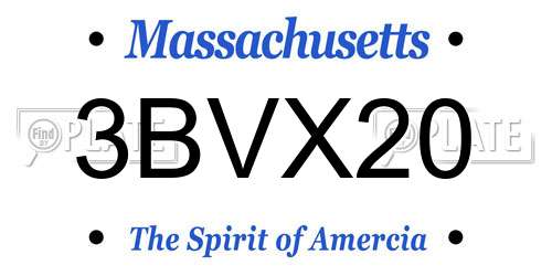 3BVX20 Massachusetts License Plate