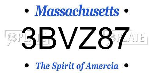 3BVZ87 Massachusetts License Plate