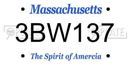 3BW137 Massachusetts License Plate