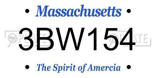 3BW154 Massachusetts License Plate