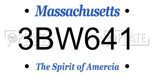 3BW641 Massachusetts License Plate