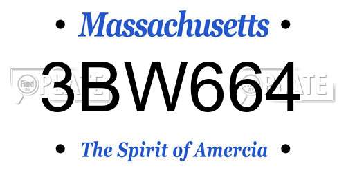 3BW664 Massachusetts License Plate