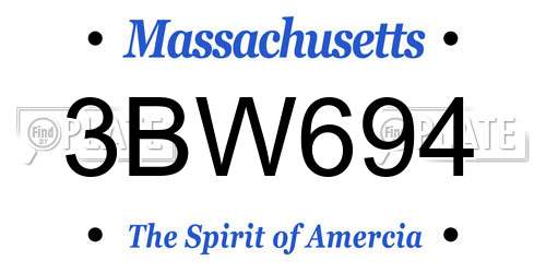 3BW694 Massachusetts License Plate