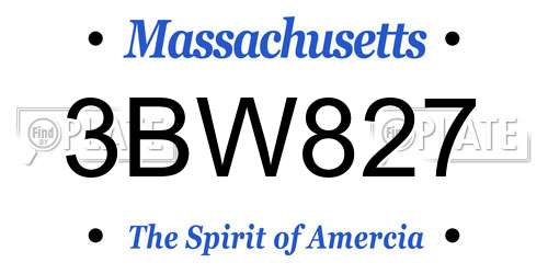 3BW827 Massachusetts License Plate