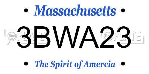 3BWA23 Massachusetts License Plate