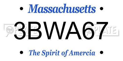 3BWA67 Massachusetts License Plate