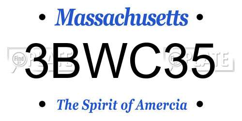 3BWC35 Massachusetts License Plate