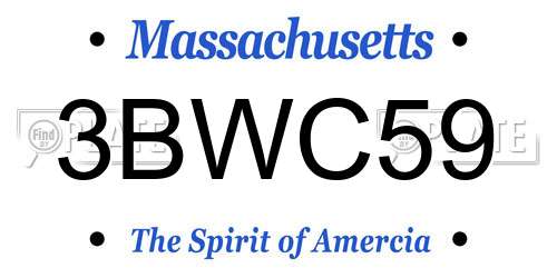 3BWC59 Massachusetts License Plate