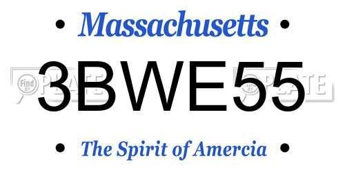 3BWE55 Massachusetts License Plate