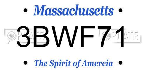 3BWF71 Massachusetts License Plate