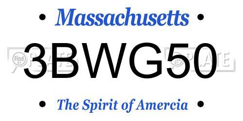3BWG50 Massachusetts License Plate