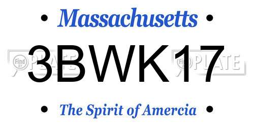 3BWK17 Massachusetts License Plate