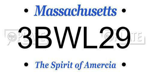 3BWL29 Massachusetts License Plate