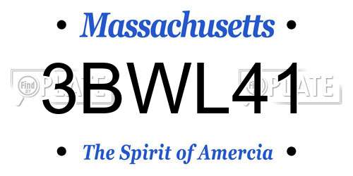 3BWL41 Massachusetts License Plate