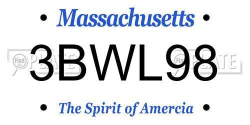 3BWL98 Massachusetts License Plate