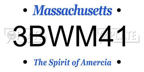 3BWM41 Massachusetts License Plate