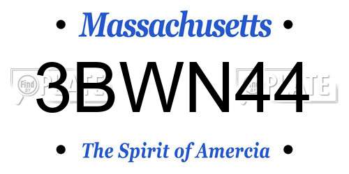 3BWN44 Massachusetts License Plate
